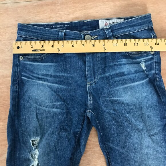 AG Adriano Goldschmied The Legging Super Skinny Ankle Distressed Jeans size 24R - Picture 10 of 11
